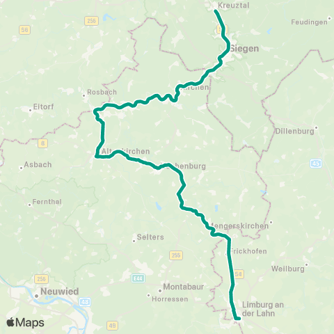 VRS Siegen - Betzdorf - Au (Sieg) - Altenkirchen - Westerburg map