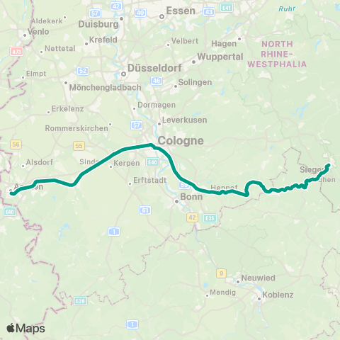 VRS Aachen - Düren - Köln - Troisdorf - Siegburg / Bonn - Hennef - Au (Sieg) - Siegen map