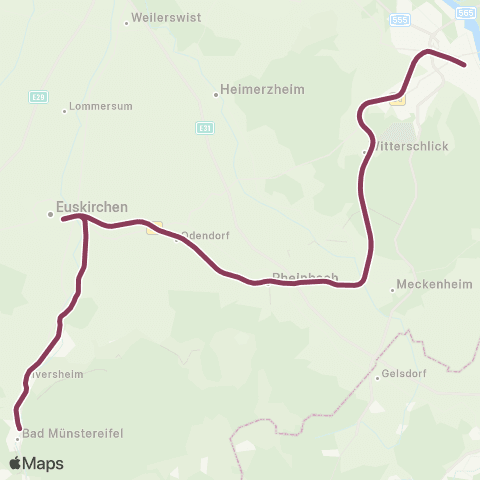 VRS Bad Münstereifel - Euskirchen - Rheinbach - Meckenheim - Bonn map