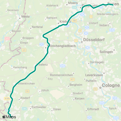 VRS Duisburg - Krefeld - Mönchengladbach - (Heinsberg - Lindern) - Aachen map