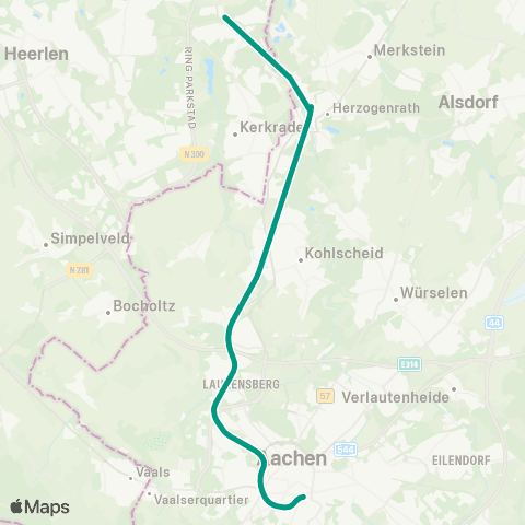 VRS Lüttich - Maastricht - Heerlen - Herzogenrath - Aachen map