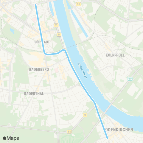 vrs Köln Severinstraße - Chlodwigplatz - Bayenthal - Marienburg - Köln-Rodenkirchen - Sürth map