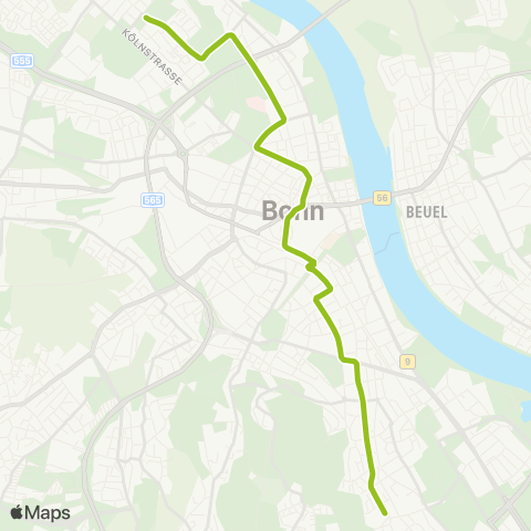 vrs Dottendorf - Kessenich - Hauptbahnhof - Stadthaus - Chlodwigplatz - Innenministerium - Graurheindorf - Auerberg map