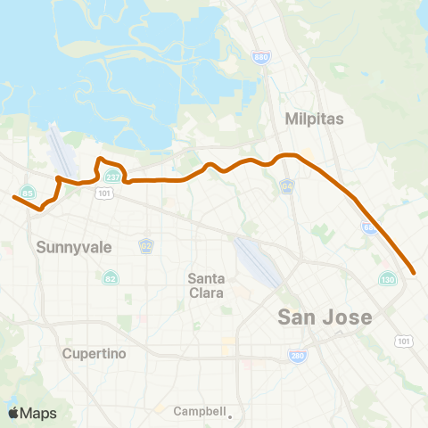 VTA Mountain View - Alum Rock map