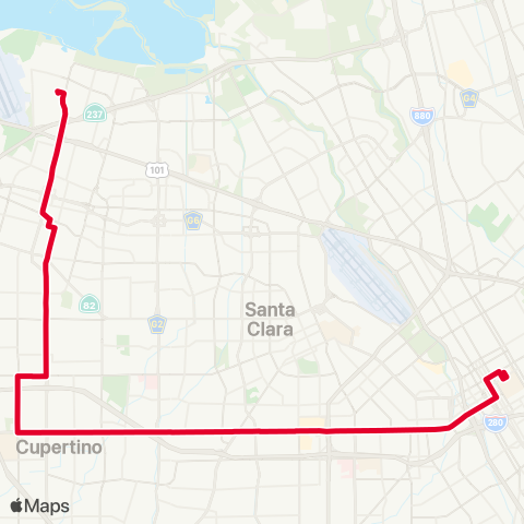 VTA San Jose State - Lockheed Martin via De Anza map