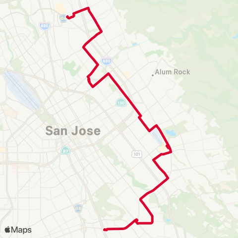 VTA Milpitas BART - Capitol Sta via Jackson map