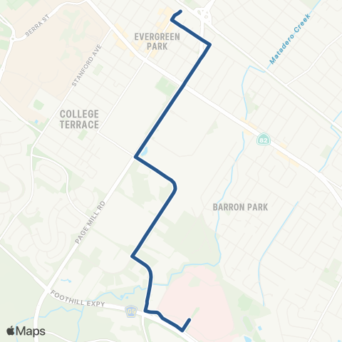 VTA California Ave Caltrain - Palo Alto VA Hosp map