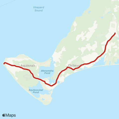 VTA W Tisbury - Chilmark - Aquinnah via S Rd map