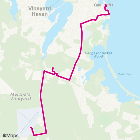 VTA Oak Bluffs - Airport via Country Rd / Barnes Rd map