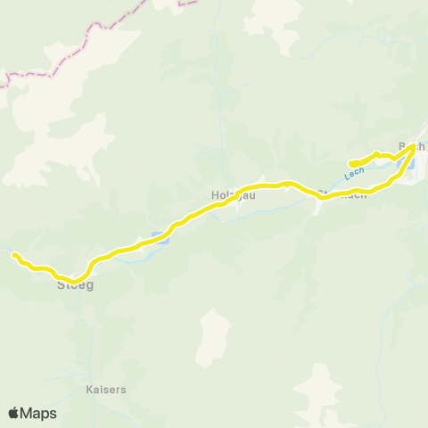Verkehrsverbund Tirol Häselgehr - Elbigenalp - Bach - Holzgau - Steeg map