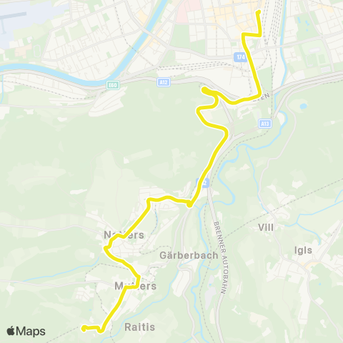 Verkehrsverbund Tirol Innsbruck - Natters - Mutters map