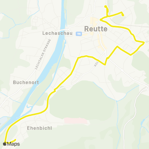 Verkehrsverbund Tirol Reutte Bahnhof - Ehenbichl map