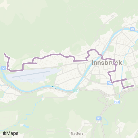 Verkehrsverbund Tirol Wiesengasse - Kranebitten Bahnhof map