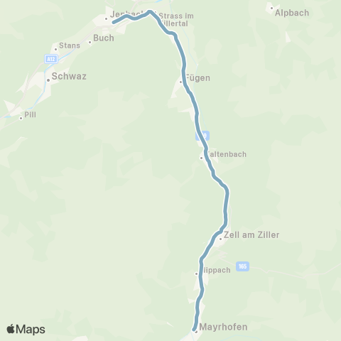 Verkehrsverbund Tirol Jenbach - Mayrhofen map