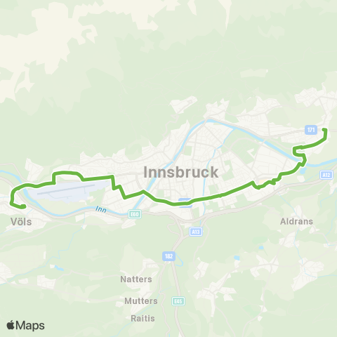 Verkehrsverbund Tirol Rum Bahnhof - Völs Cyta Süd map
