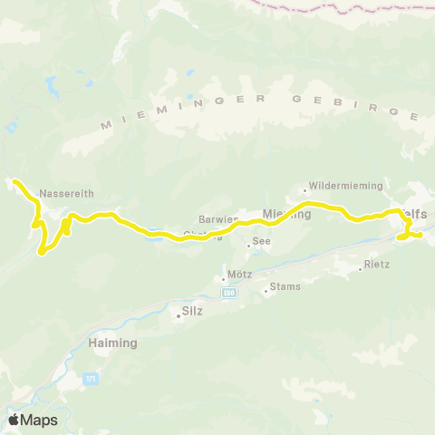 Verkehrsverbund Tirol Telfs - Mieming - Obsteig - Nassereith map