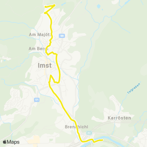 Verkehrsverbund Tirol Imst: Rastbühel - Terminal Post - Imst-Pitztal Bahnhof map