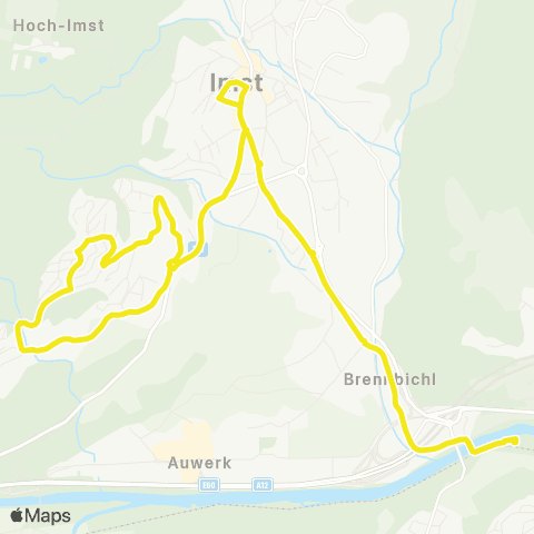 Verkehrsverbund Tirol Imst: Terminal Post - Gunglgrün - Imst-Pitztal Bahnhof map