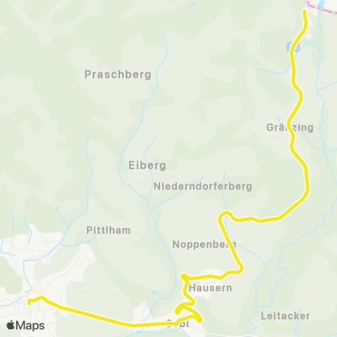 Verkehrsverbund Tirol Niederndorf Postamt - Niederndorferberg Wildbichl map