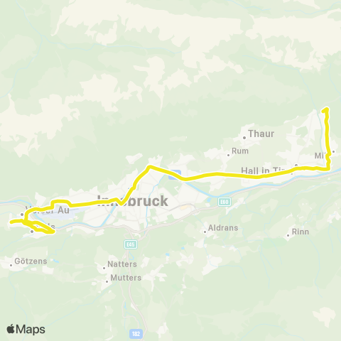 Verkehrsverbund Tirol Mils - Hall in Tirol - Innsbruck - Völs map
