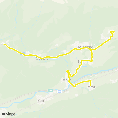 Verkehrsverbund Tirol Stams - Mieming - Wildermieming - Obsteig map