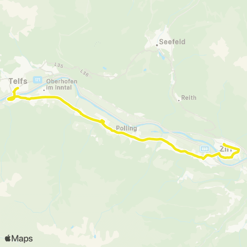 Verkehrsverbund Tirol Telfs - Pfaffenhofen - Oberhofen - Flaurling - Inzing - Zirl map