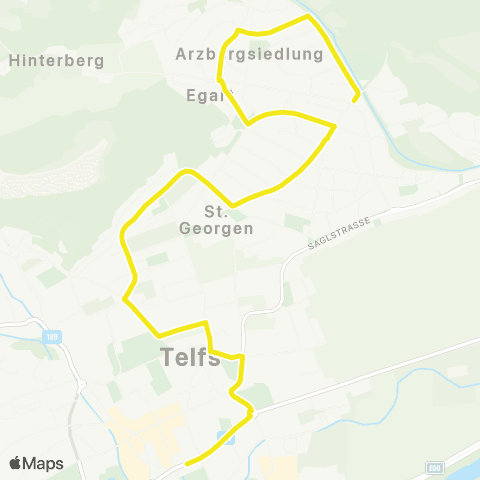 Verkehrsverbund Tirol Telfs: Bärenweg - Anton-Auer-Straße map