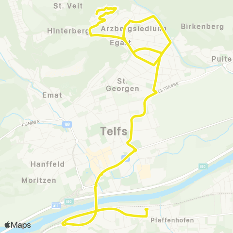 Verkehrsverbund Tirol Telfs: Wasserwaal - Telfs-Pfaffenhofen Bahnhof map