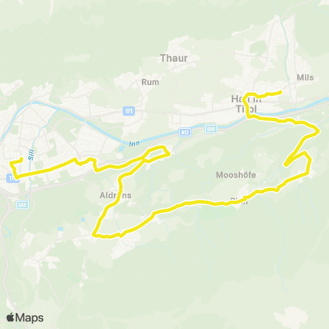 Verkehrsverbund Tirol Innsbruck - Aldrans - Sistrans - Rinn - Tulfes - Hall in Tirol map