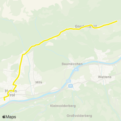 Verkehrsverbund Tirol Hall i. T. Bahnhof - Eichat - Gnadenwald map