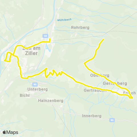 Verkehrsverbund Tirol Zell - Rohrberg - Gerlosberg - Zell map