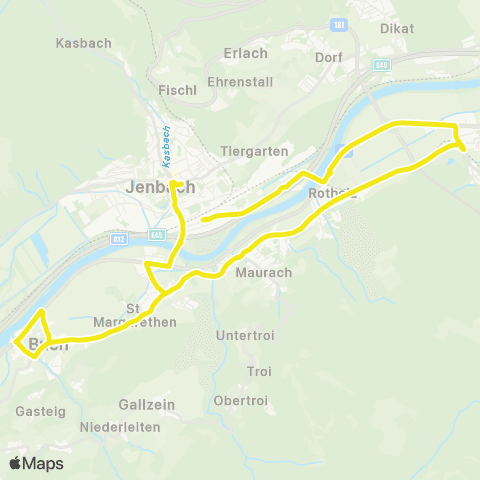 Verkehrsverbund Tirol Jenbach - Strass i. Z. - Rotholz - St. Margarethen - Buch i. T. - Jenbach map