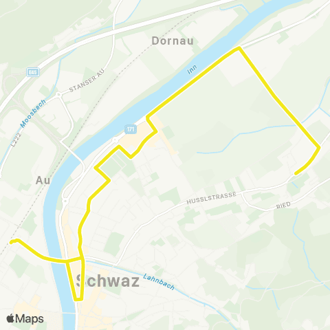 Verkehrsverbund Tirol Schwaz: Bahnhof - Terminal Wopfnerstraße - Silberbergwerk map