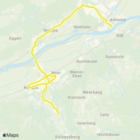 Verkehrsverbund Tirol Weer - Kolsassberg - Kolsass - Terfens - Weer map