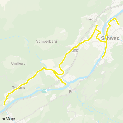 Verkehrsverbund Tirol Schwaz - Fiecht - Vomp - Terfens map