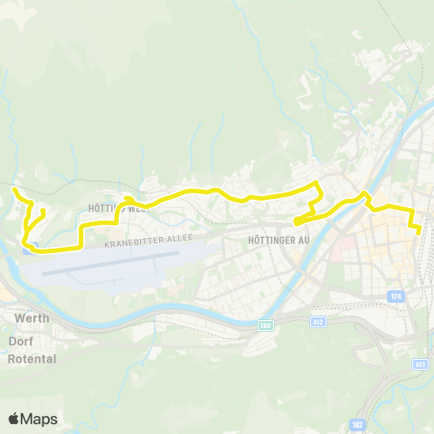Verkehrsverbund Tirol Hauptbahnhof - Kranebitten Bahnhof map