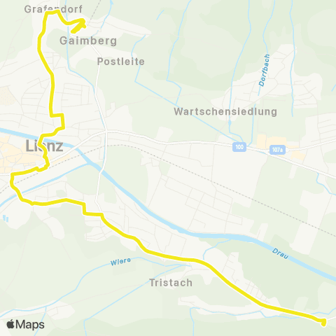 Verkehrsverbund Tirol Gaimberg - Lienz Bahnhof - Tristach map