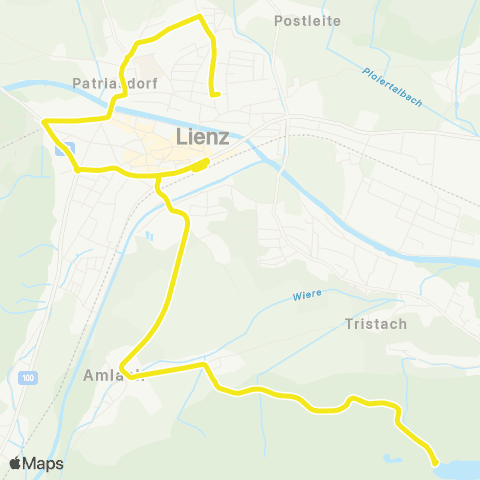 Verkehrsverbund Tirol Amlach - Lienz Bahnhof - Lienz Gymnasium map