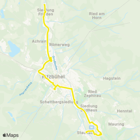 Verkehrsverbund Tirol Kitzbühel: Siedlung Frieden - Bahnhof - Staudach map