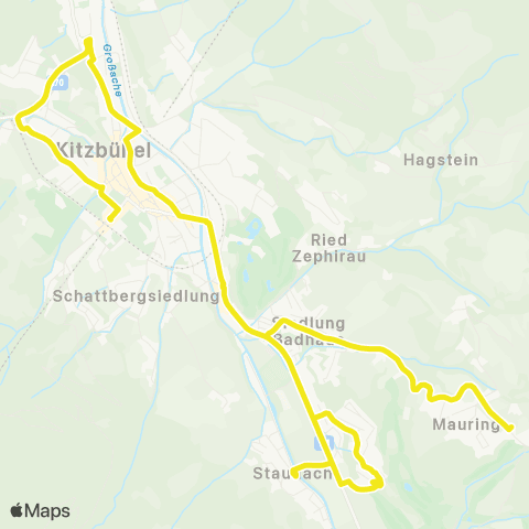 Verkehrsverbund Tirol Kitzbühel: Hahnenkamm - Volksschule - Badhaussiedlung - Bichlalm map