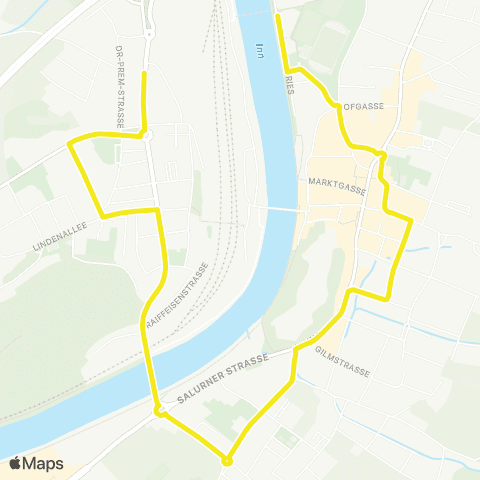 Verkehrsverbund Tirol Zell - Weissach - Zentrum - Mittelschulen map