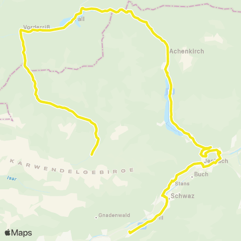 Verkehrsverbund Tirol Kolsass - Weer - Schwaz - Vomp - Stans - Jenbach - Hinterriß map
