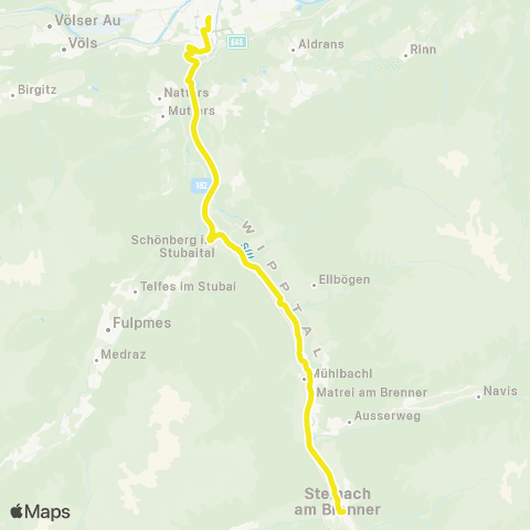 Verkehrsverbund Tirol Steinach a. Br. - Matrei a. Br. - Schönberg i. St. - Innsbruck map