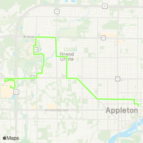 Valley Transit 12 - Fox Valley Tech map
