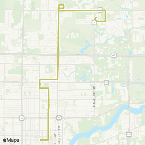 Valley Transit 70 AM - North High map