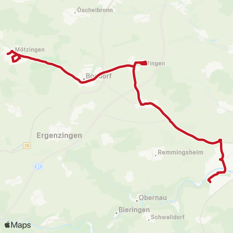 VVS Rottenburg (N) - Bondorf ( - Ergenzingen / Mötzingen) map
