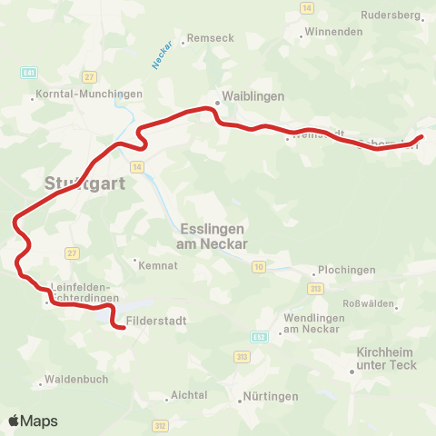 VVS Schorndorf - Stuttgart - Flughafen / Messe - Filderstadt map