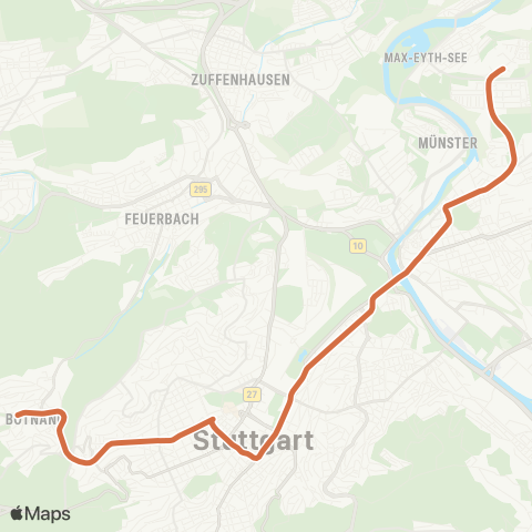 VVS Neugereut - Charlottenplatz - Botnang map