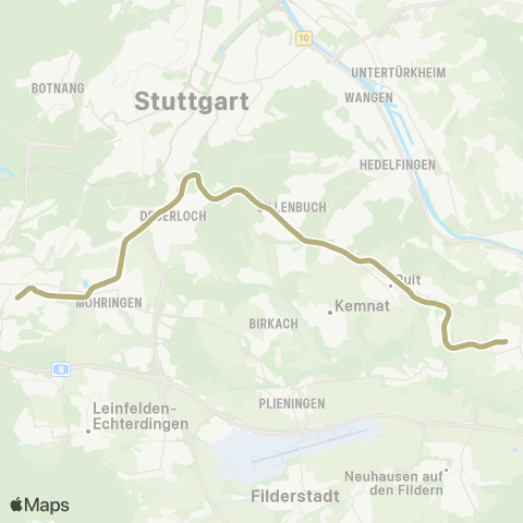 VVS Ostfildern - Degerloch - Vaihingen map