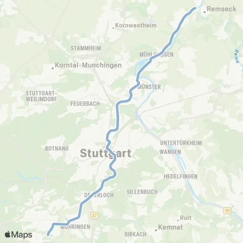 VVS Remseck - Hauptbahnhof - Dürrlewang map